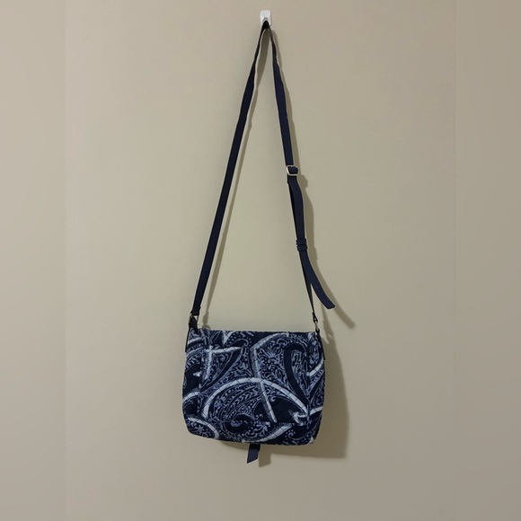 Vera Bradley Womens Adjustable Strap Lined Crossbody Bag Purse Blue Paisley - Picture 2 of 16